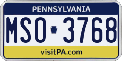 PA license plate MSO3768