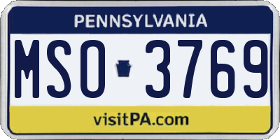 PA license plate MSO3769
