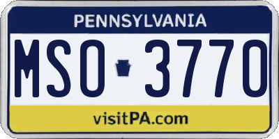 PA license plate MSO3770