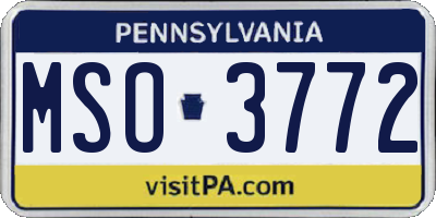 PA license plate MSO3772