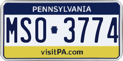 PA license plate MSO3774