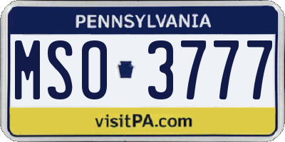 PA license plate MSO3777