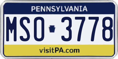 PA license plate MSO3778