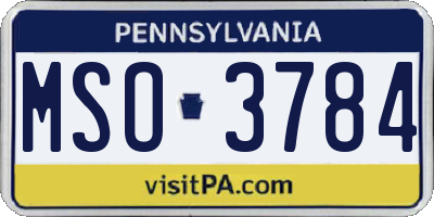 PA license plate MSO3784