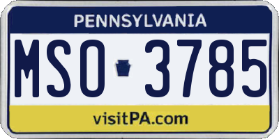 PA license plate MSO3785