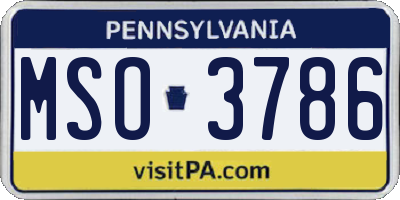 PA license plate MSO3786