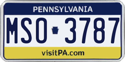 PA license plate MSO3787