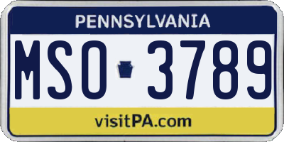 PA license plate MSO3789