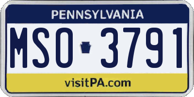 PA license plate MSO3791