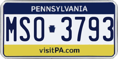 PA license plate MSO3793