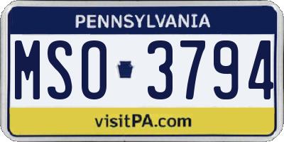 PA license plate MSO3794