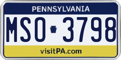 PA license plate MSO3798