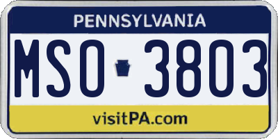 PA license plate MSO3803