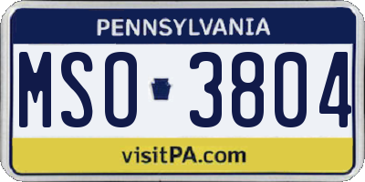 PA license plate MSO3804