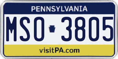 PA license plate MSO3805