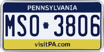 PA license plate MSO3806