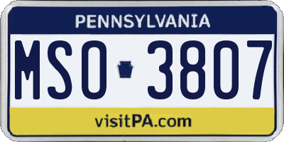 PA license plate MSO3807