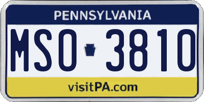 PA license plate MSO3810