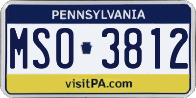 PA license plate MSO3812