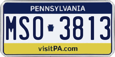 PA license plate MSO3813
