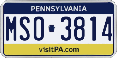 PA license plate MSO3814