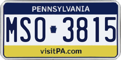 PA license plate MSO3815
