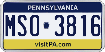 PA license plate MSO3816