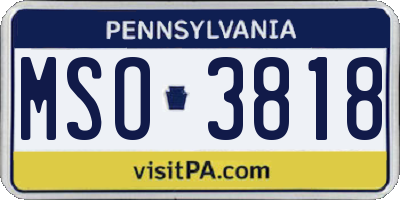 PA license plate MSO3818
