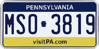 PA license plate MSO3819