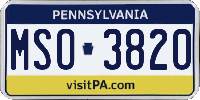 PA license plate MSO3820