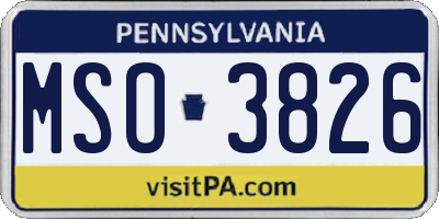 PA license plate MSO3826