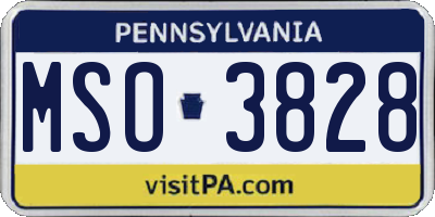 PA license plate MSO3828