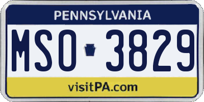 PA license plate MSO3829