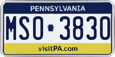 PA license plate MSO3830