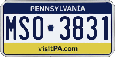 PA license plate MSO3831