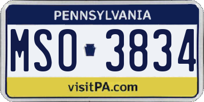 PA license plate MSO3834