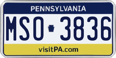 PA license plate MSO3836
