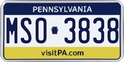 PA license plate MSO3838