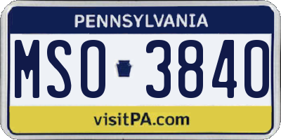 PA license plate MSO3840