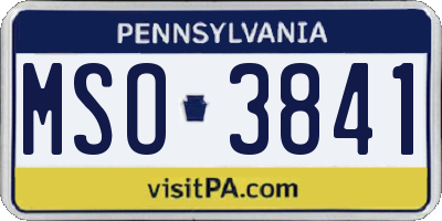 PA license plate MSO3841