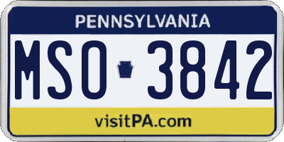 PA license plate MSO3842
