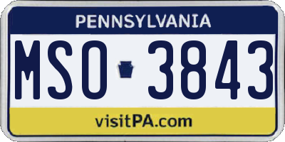 PA license plate MSO3843