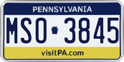 PA license plate MSO3845