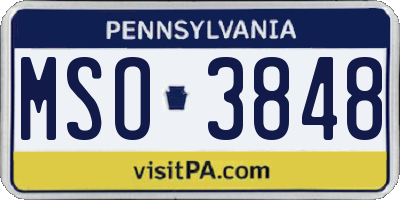PA license plate MSO3848