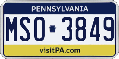 PA license plate MSO3849