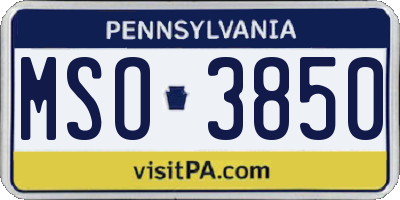 PA license plate MSO3850