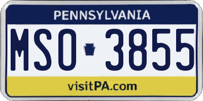 PA license plate MSO3855