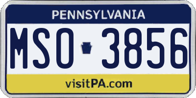 PA license plate MSO3856