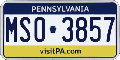 PA license plate MSO3857