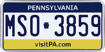 PA license plate MSO3859